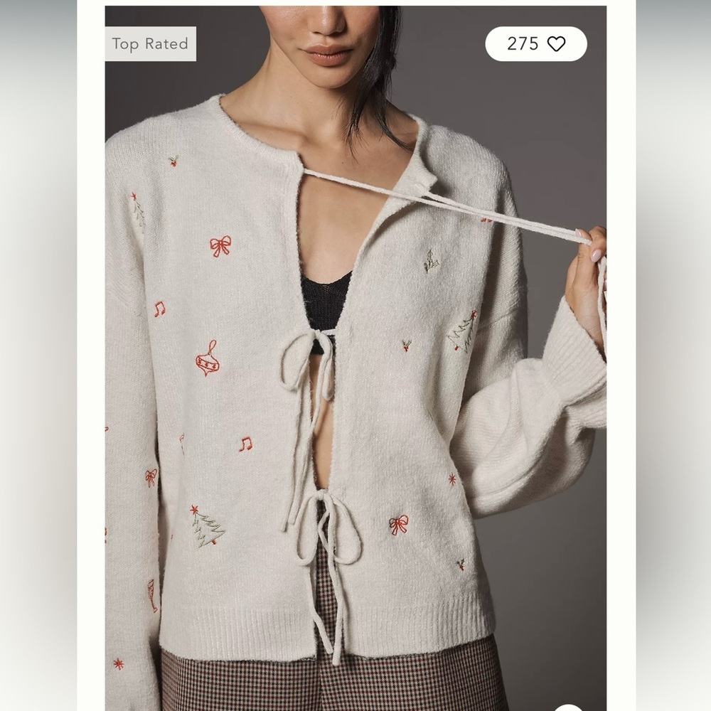 NWOT Anthropologie Tie Cardigan Sweater - Picture 3 of 4